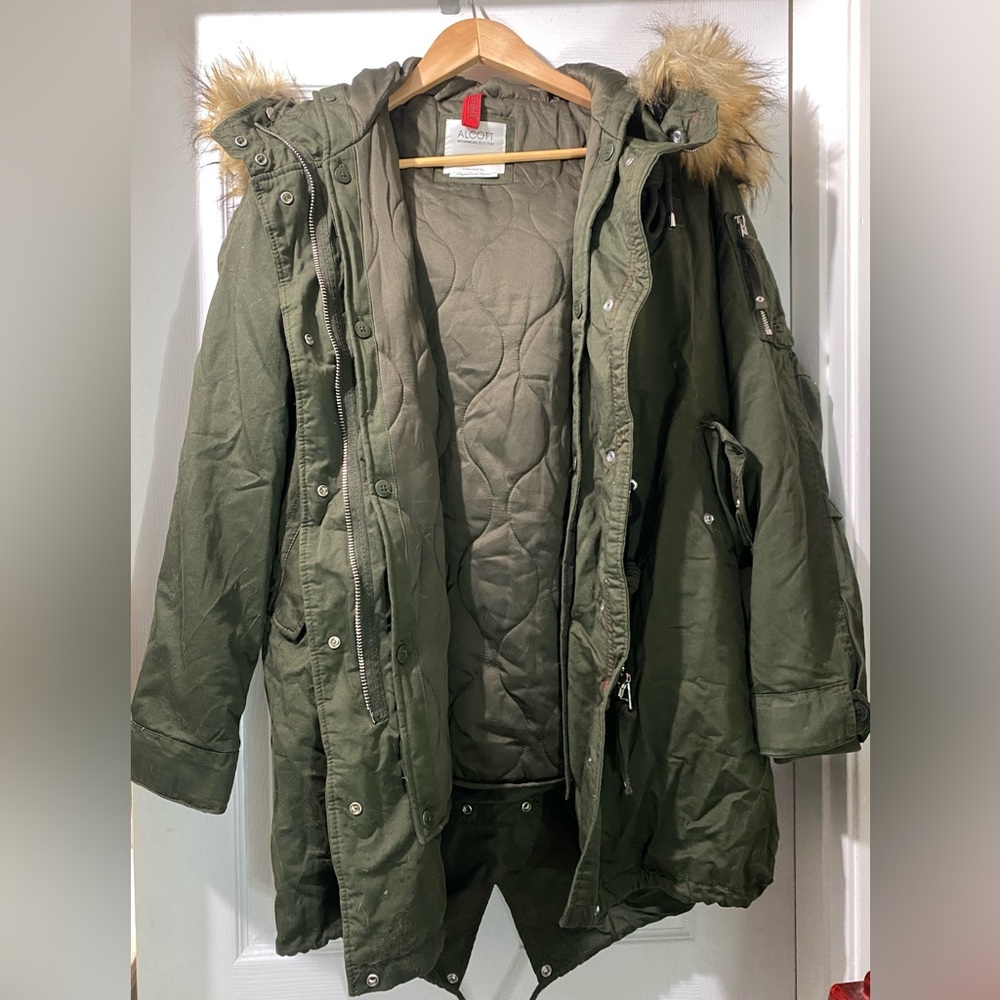 Alcott Women's outerwear collection influencer faux fur green parka coat